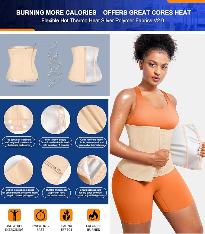 TrainingGirl Waist Trainer for Women Lower Belly Waist Trimmer Corset Tummy Wrap Workout Sweat Belt Band Sports Sauna Suit-StrideForce Fitness