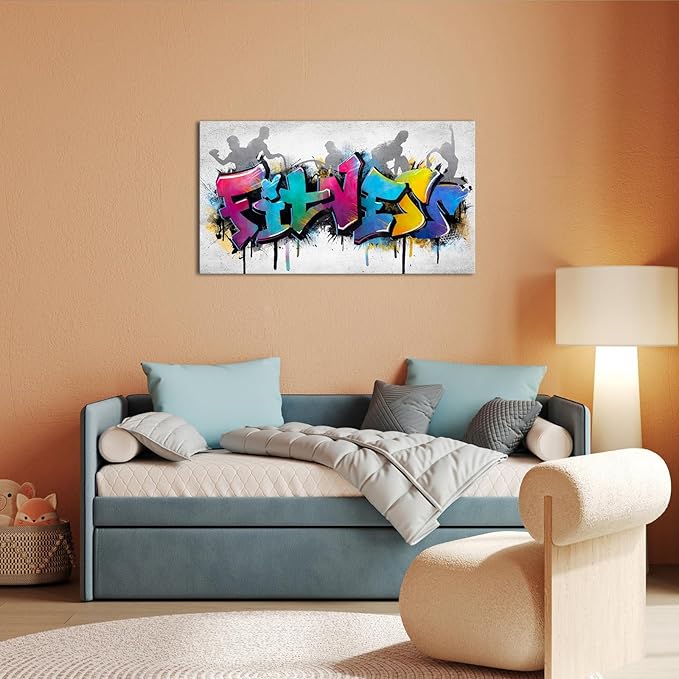 iHAPPYWALL Large Fitness Sports Canvas Wall Art Abstract Colorful Fitness Motivational Life Quote for Gym Workout Room Home Bedroom Office Ready to Hang 20x36inch (Purple)-StrideForce Fitness