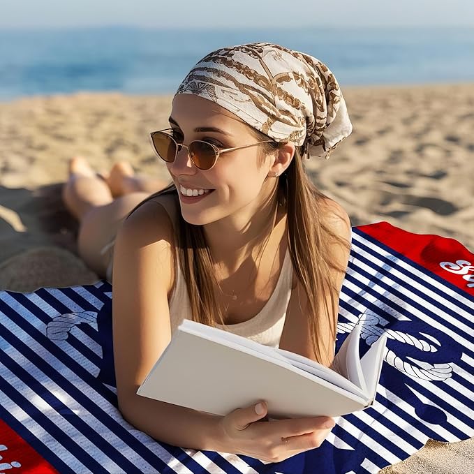 JML Personalized Beach Towel with Name, Custom Anchor Beach Towel, Customized Microfiber Pool Towel, Quick Dry & Absorbent Swim Towel for Adult,Anniversary, Birthday, Summer Holiday,Vacation-StrideForce Fitness