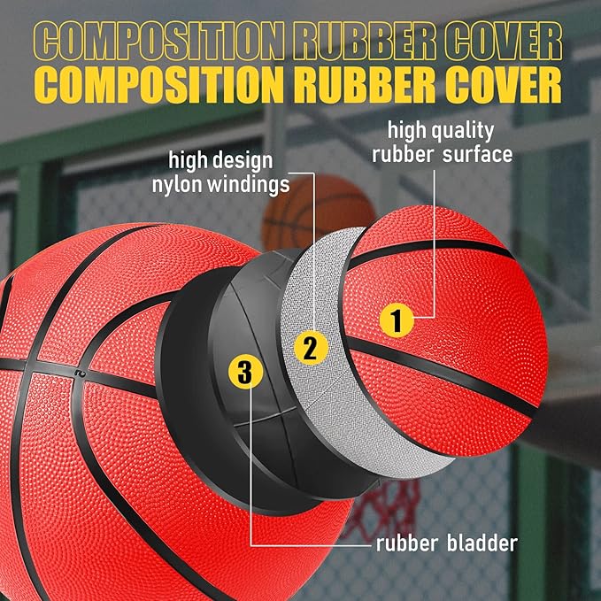 Jerify 12 Pack Official Size Rubber Basketballs for Kids Child Junior Youth Indoor Outdoor Sports Basket Balls with Pump Back to School Student Gifts Operation Christmas Bulk Items-StrideForce Fitness