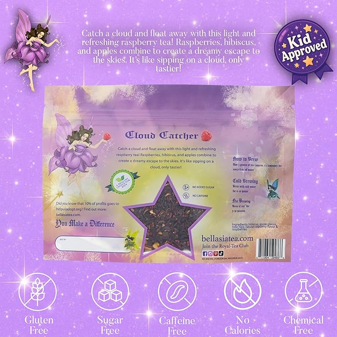 Bellasia Tea Could Catcher for Kids Using Real Fruit Pieces - Caffeine Free Herbal Tea Blend with Real Ingredients & Balanced Flavor- Add Loose Leaf Tea to Your Child’s Routine for A Fun & Tasty Drink. 20-25 Cups-StrideForce Fitness