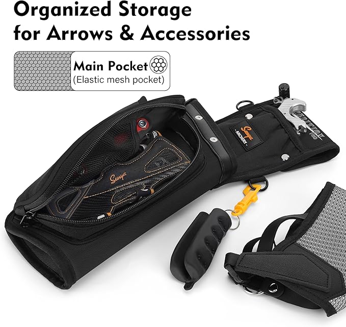 SUNYA X510 Field & Competition Hip Arrow Quiver | 3-Slot Noise-Free Archery Quiver with Sturdy Storage System (42x18cm)-StrideForce Fitness