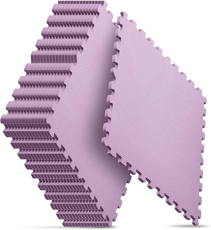 Home Gym Mat, Puzzle Exercise Mat, EVA Interlocking Foam Floor Tiles for Home Workout Equipment and Kids' Play Areas - Blue, 24 in x 24 in x ½ in - (Pink, 16 Pack(64 SQ FT))-StrideForce Fitness