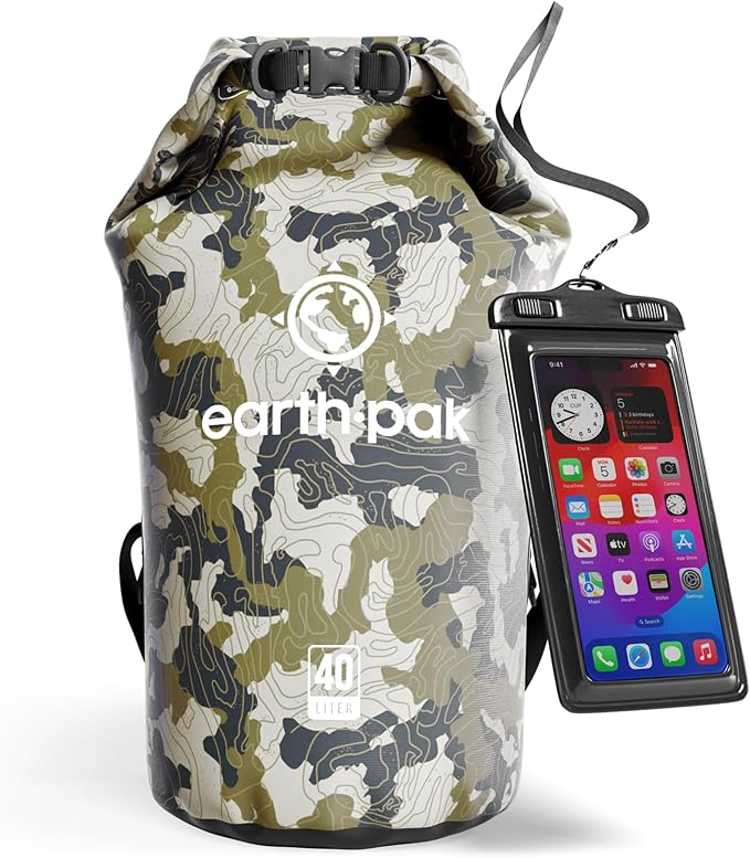 Earth Pak Waterproof Dry Bag - Roll Top Waterproof Backpack Sack Keeps Gear Dry for Kayak with Waterproof Phone Case-StrideForce Fitness