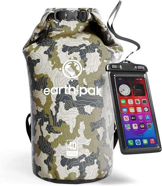 Earth Pak Waterproof Dry Bag - Roll Top Waterproof Backpack Sack Keeps Gear Dry for Kayak with Waterproof Phone Case-StrideForce Fitness