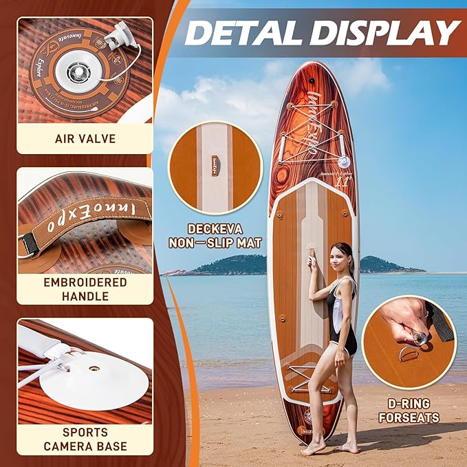 InnoExpo 11' Inflatable Stand Up Paddle Boards with Premium Accessories, Wide Stable SUP Paddle Board Design, Non-Slip Comfort Deck for Youth & Adults-StrideForce Fitness