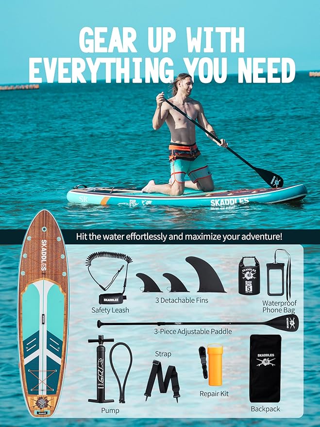 11' Inflatable Stand Up Paddle Board – Extra Wide SUP for Adults & Kids of All Skill Levels, Stable Paddleboard with Pump, Fins, Backpack, Accessories & Waterproof Phone Pouch-StrideForce Fitness