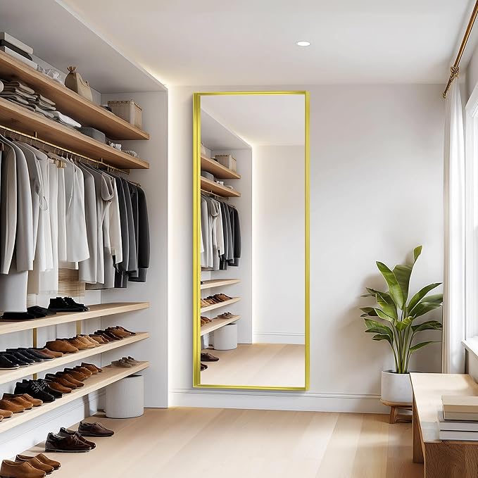 Gold Bathroom Mirror, 72x30 Inch Rectangular Framed Mirror, Large Wall Mounted Bathroom Vanity Mirror Over Sink for Bedroom,Restroom, Living Room, Hangs Vertically or Horizontally-StrideForce Fitness