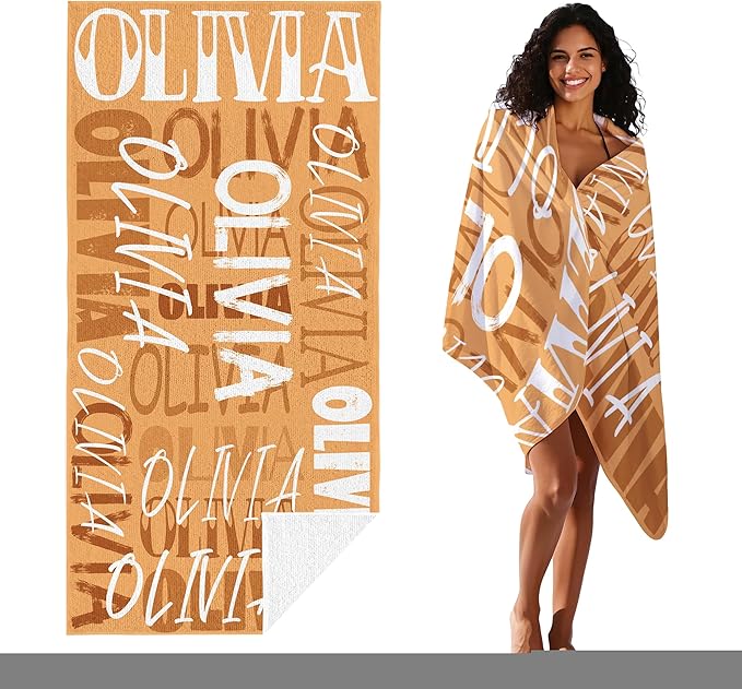 JML Personalized Beach Towel with Name, Custom Beach Towel with Name, Customized Microfiber Pool Towel, Quick Dry & Absorbent Swim Towel for Adult,Anniversary, Birthday, Summer Holiday,Vacation-StrideForce Fitness