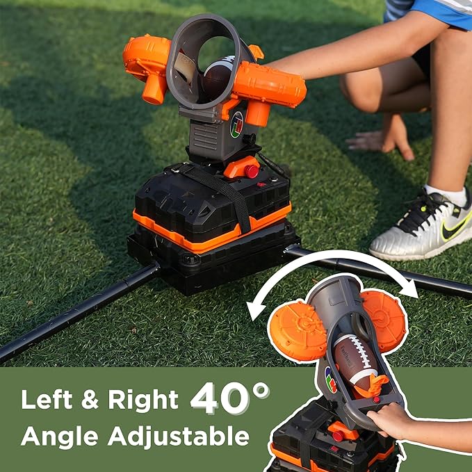 Furlihong 389BH Football Machine for Kids & Teens, Automatic & Manual Thrower, 3 Adjustable Angles, Left-Right Oscillation, Ideal for Catch & Pass Drills-StrideForce Fitness