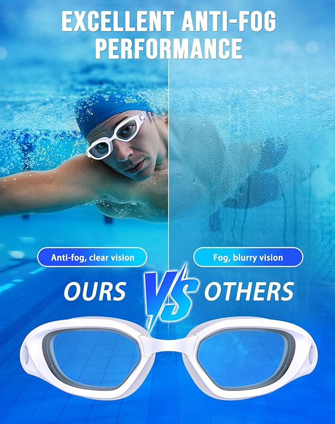 Swim Goggles, Unisex Adult Swimming Goggles Anti Fog Anti UV No Leakage Wide View for Men Women Youth-StrideForce Fitness