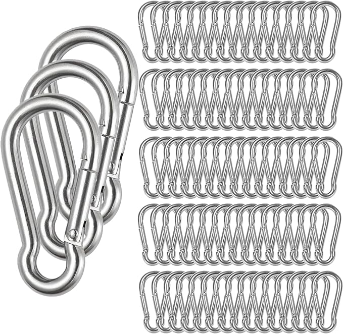 Spring Snap Hooks M5 M6 M8 M10 Carabiner Heavy Duty Carabiner Clips Galvanized Steel Quick Links Caribiniers Hammocks Hooks for Camping Hiking Outdoor Swing Pet Leash Gym-StrideForce Fitness