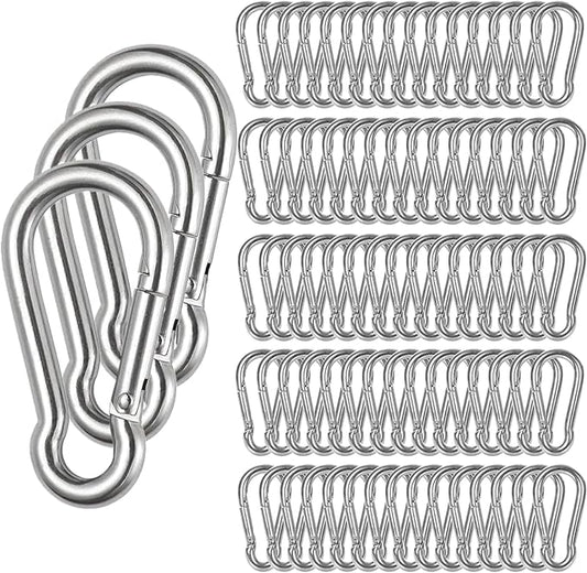 Spring Snap Hooks M5 M6 M8 M10 Carabiner Heavy Duty Carabiner Clips Galvanized Steel Quick Links Caribiniers Hammocks Hooks for Camping Hiking Outdoor Swing Pet Leash Gym-StrideForce Fitness