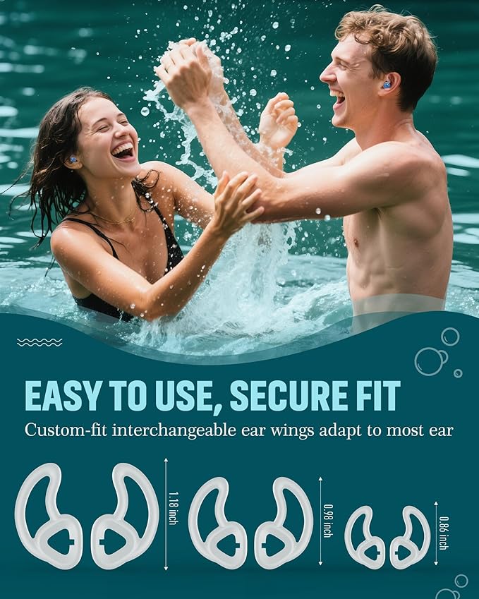 Hearprotek [2 Pairs] Swimmer Ear Plugs,Custom-fit Water Protection Adult Swimming earplugs for Swimmers Pool Shower Bathing and Other Water Sports-StrideForce Fitness