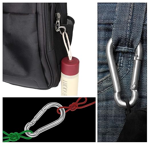 60 Pack M8 x 3-1/8inch Spring Snap Hooks Heavy Duty Carabiner Clips Galvanized Steel Quick Link Clip for Camping Hiking Traveling Outdoor Swing Gym, 500Lbs Capacity1-StrideForce Fitness