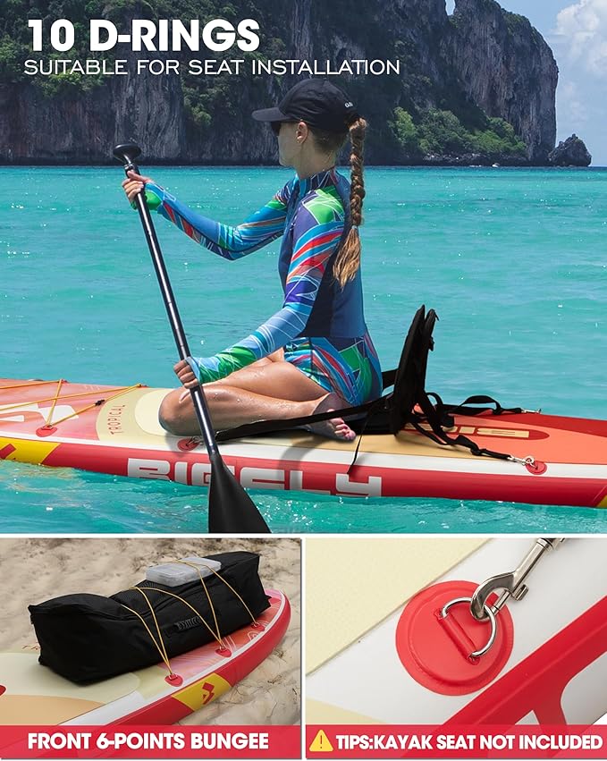 Bigfly Inflatable Stand Up Paddle Board 11’*34”*6”, Blow Up Paddle Board for Adults,with Detachable Fins, Pump, Floating Paddle, Safety Leash,Backpack-StrideForce Fitness