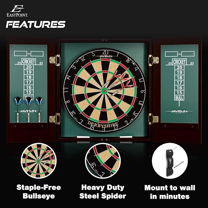 EastPoint Sports Bristle Dartboard and Cabinet Sets- Features Easy Assembly - Complete with All Accessories-StrideForce Fitness