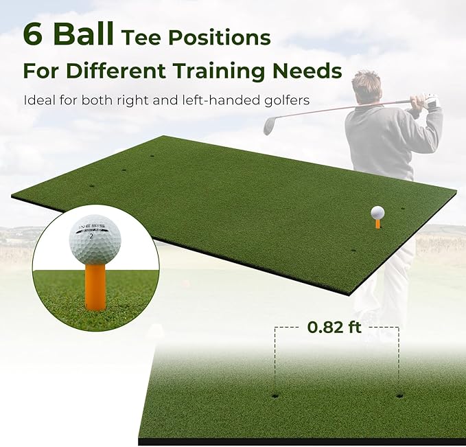 Tangkula Golf Hitting Mat, Artificial Turf Mat for Indoor/Outdoor Golf Practice Includes 2 Rubber Tees & 2 Alignment Sticks, Golf Training Mat for Home Backyard Garage-StrideForce Fitness
