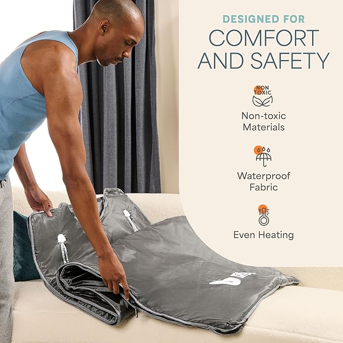 Lifepro BioRemedy Infrared Sauna Blanket – Available in 5 Colors – Portable Far Infrared Home Sauna Bag for Detox, Tension, and Relaxation – Adjustable Temp (86–158°F) & Timer – Includes Detox Wraps-StrideForce Fitness