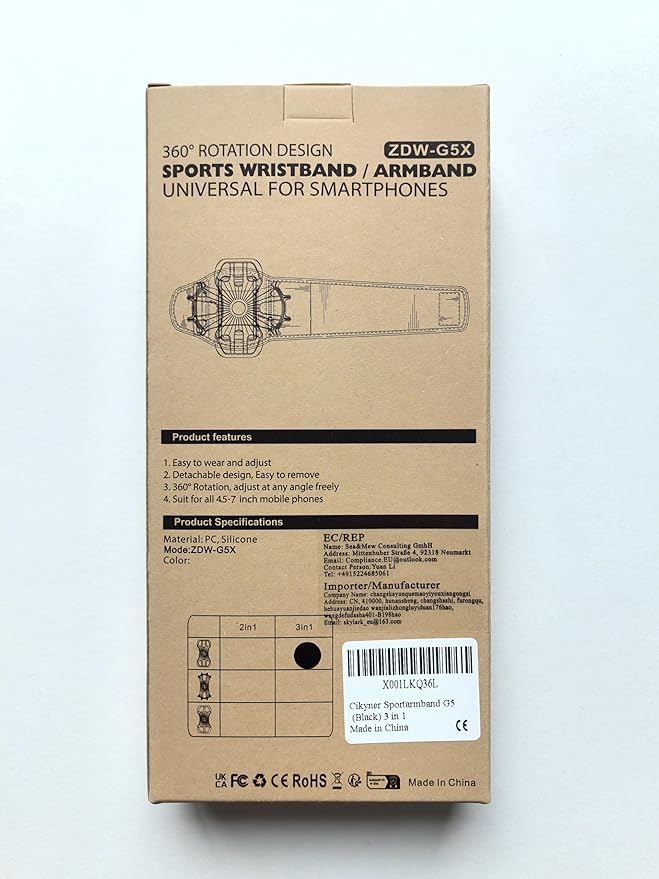 Cikyner Running Armband, 3 in 1 Running Phone Holder Sports Armband Bicycle Phone Holder 360° Rotatable & Detachable Running Phone Armband for 4.5-7'' iPhone Huawei for Gym Running Hiking-StrideForce Fitness