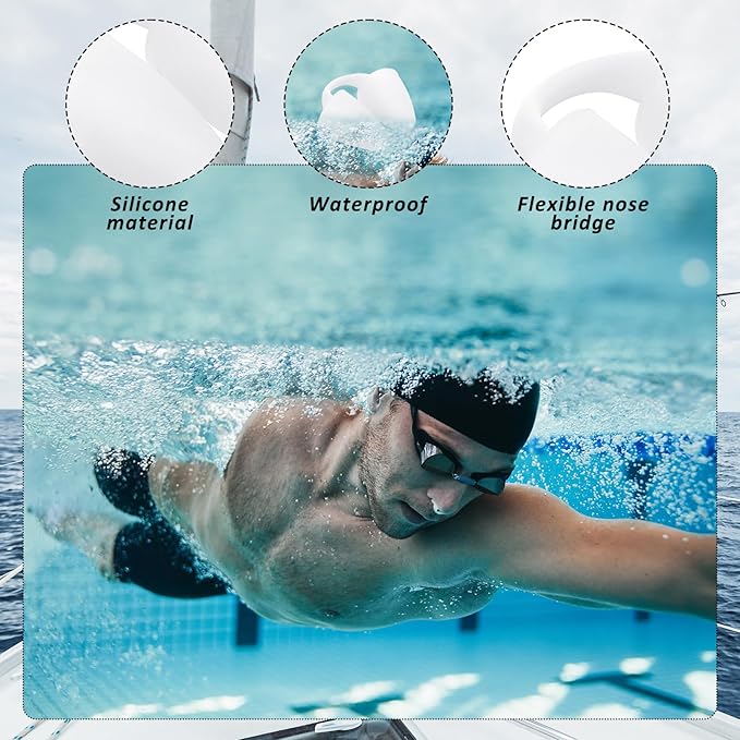 2 Pack Nose Plugs for Swimming for Adults and Kids (Age 7-12), Waterproof Soft Silicone Swimming Protectors Nose Block Nostril Plugs for Swimmers Surfers Water Sports-StrideForce Fitness