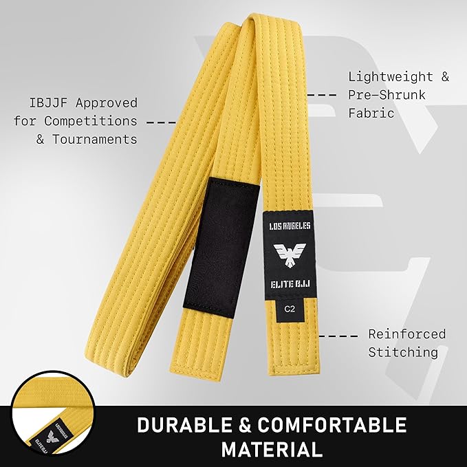 Elite Sports Kids Brazilian Jiu Jitsu Belts Preshurunk Martial Arts Youth BJJ Belts for Girls & Boys with BJJ Ranking Stripes-StrideForce Fitness