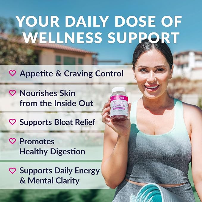 SkinnyFit Skinny Gummies Apple Cider Vinegar Gummies w/ The Mother, Healthy Weight, Immune Support, Vitamin B9, B12, Beetroot, Pomegranate, Vegan-Friendly, 60 Count-StrideForce Fitness