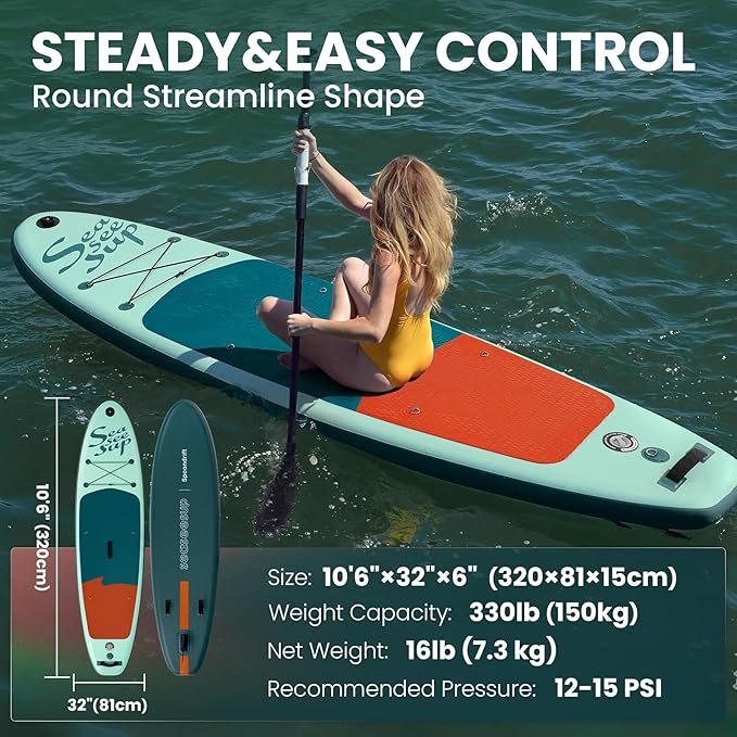 Inflatable Stand Up Paddle Board with Sup Board Accessories, Durable, Lightweight,Wide Stable Design,Wide Non-Slip Deck, Non-Slip Comfort Deck Pink Paddle Board for Women & Girls-StrideForce Fitness