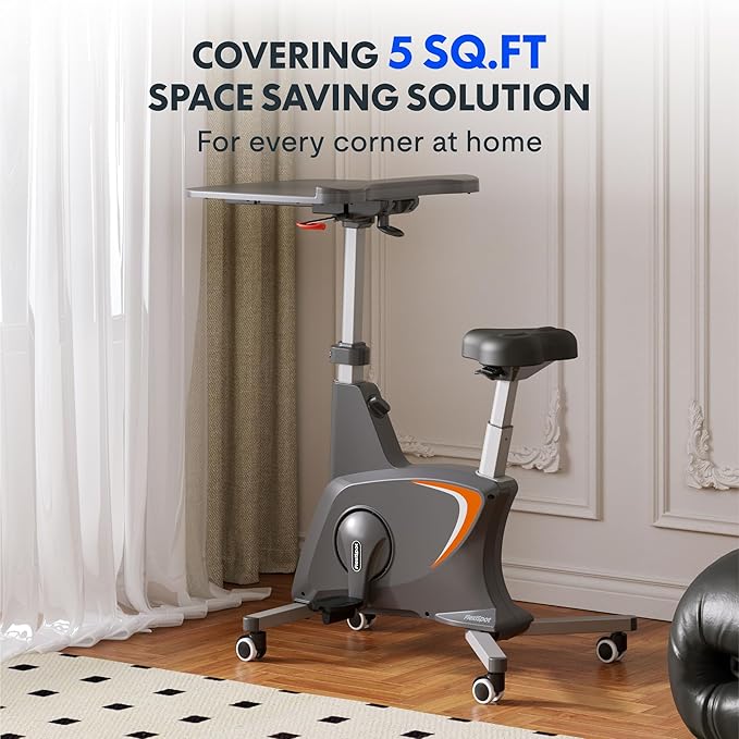 FLEXISPOT Exercise Bike with 2D Desktop, Space Saving Under Desk Bike with Removable Desk, Stationary Bikes Indoor Bikes with 300LBS Heavy Duty 8-Level Resistance Flywheel Optional LCD, V9PRO/V9MAX-StrideForce Fitness