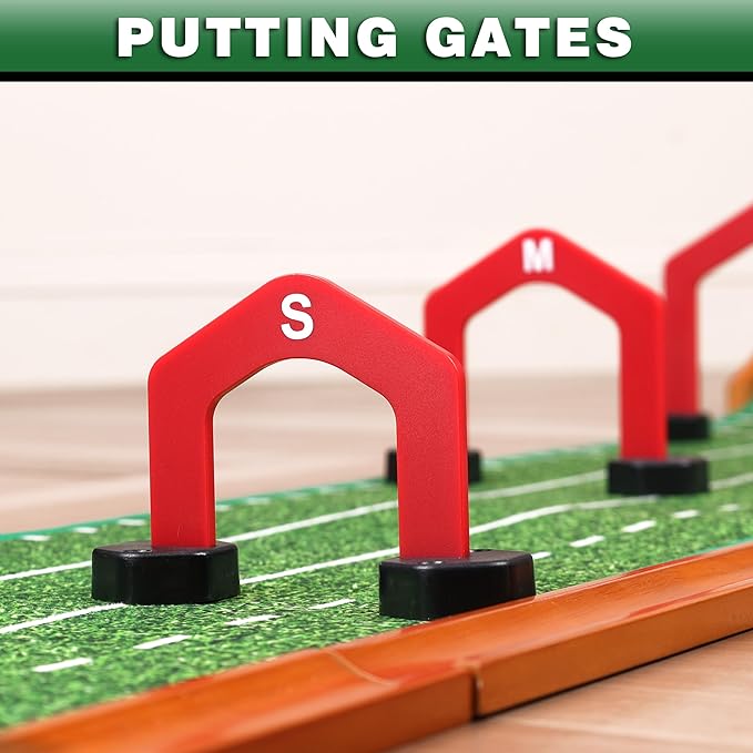 CHAMPKEY Premium Wooden Golf Mat with 3 Putting Gates - Realistic Putting Surface Simulates Green - Improve Accuracy-StrideForce Fitness