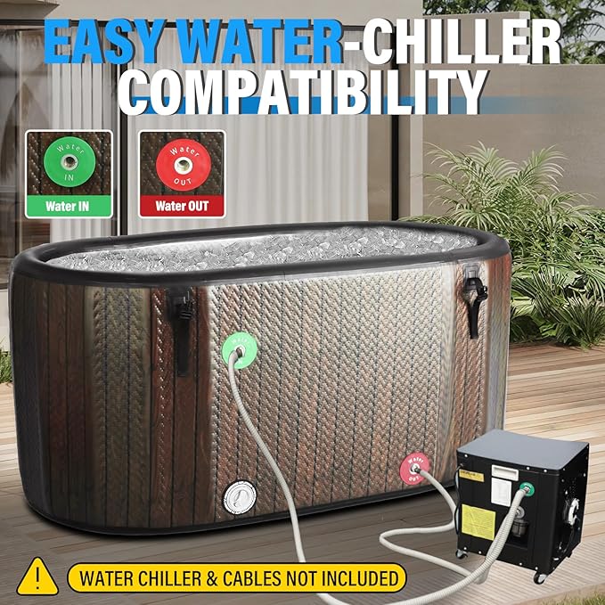 AKSPORT Ice Bath Tub for Athletes, 238 Gallons Inflatable Cold Plunge Tub Compatible with Water Chillers,Icebath for Recovery & Cold Water Therapy, Portable Bathtub for Indoor & Outdoor-Wood-StrideForce Fitness