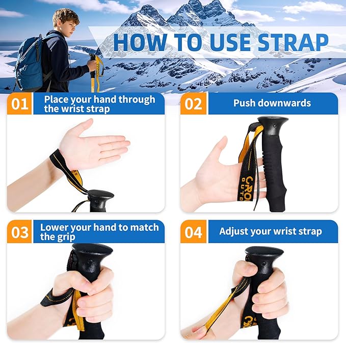 Lightweight Collapsible Kids Hiking Poles - Retractable Kids Hiking Stick, Telescoping Aluminum Trekking Poles 2 Pack, Adjustable Kids Ski Poles by Croosse-StrideForce Fitness