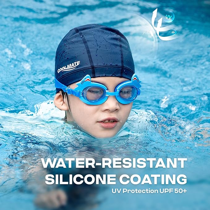 COOLMATE Fabric Swim Cap for Adult Women Men Kid 3 4 6 8 14 16, Silicone Water Resistant Layer, Cloth Swim Cap Gifts for Swimmers, Lightweight for Pool, Lap Swimming (1 pc)-StrideForce Fitness