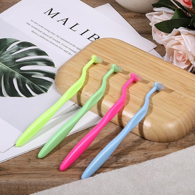4 PCS Orthodontic Toothbrush, End Tuft Toothbrush Mini Compact Interspace Brush Single Tufted Brush Tiny Small Head Orthodontic Toothbrushes for Braces Dental Implants and Teeth Detail Cleaning