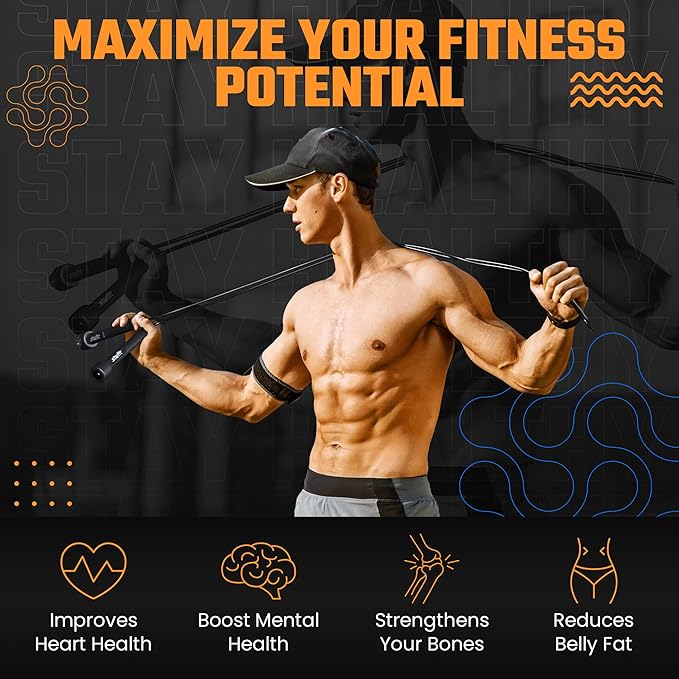 STARFIT Lightweight Jump Rope for Fitness and Exercise, Adjustable Jump Ropes with Plastic Handles, Cardio and Endurance Training, Jumping Rope for Workout-StrideForce Fitness