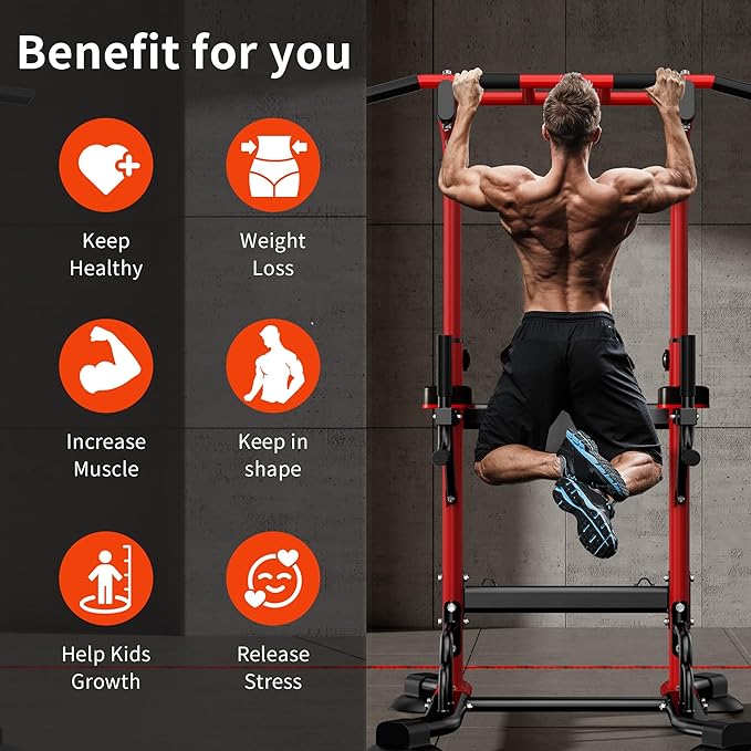 sogesfurniture Adjustable Dip Station & Pull Up Bar – Heavy Duty Calisthenics Workout Equipment for Home Gym, Multi-Function Fitness Training with Push Up Handles, Dips, Pull Ups & Push Ups-StrideForce Fitness