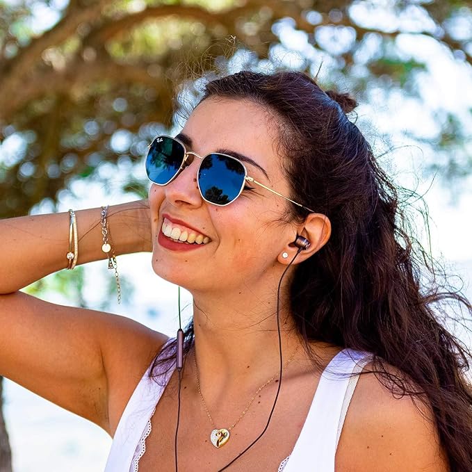 LUDOS Clamor Wired Earbuds in-Ear Headphones, 5 Years Warranty, Earphones with Microphone, Noise Isolating Ear Buds, Memory Foam for iPhone, Samsung, School Students, Kids, Women, Small Ears - Brown-StrideForce Fitness