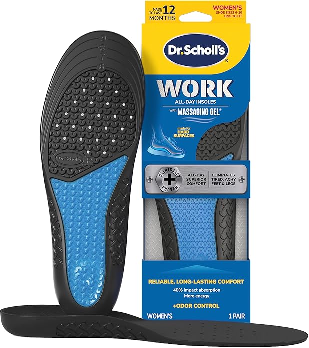 Dr. Scholl's Work All-Day Superior Comfort Insoles with Massaging Gel - Designed for Men & Women with Hard-Working Feet, Eliminates Sore Muscles and Tired Legs, Arch Support Inserts with Odor Control-StrideForce Fitness