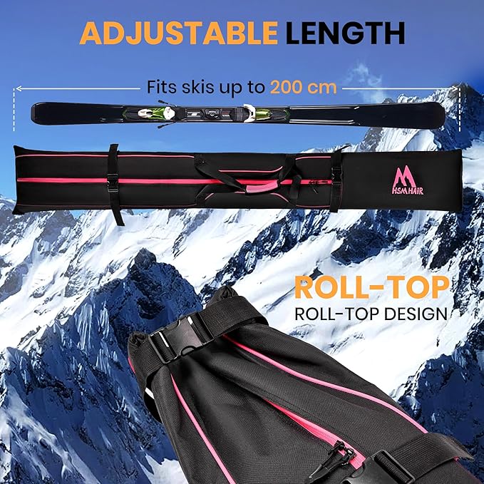 Ski Bag and Boot Bag Combo,Padded Ski Bag Set for Air Travel,Snow Ski Bags for Adults,Water- resistant Ski Boot Bag Fits for Skis Up to 200 CM and Boots Up To Size US13-StrideForce Fitness