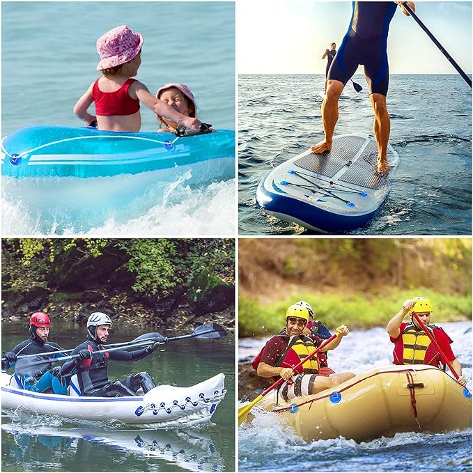 TOBWOLF 6 Pack Stainless Steel D-Ring Patch for Inflatable Boat Kayak Dinghy SUP, D-Ring PVC Patch Stand-Up Paddleboard Canoe Rafting Accessories, NO Glue Included-StrideForce Fitness