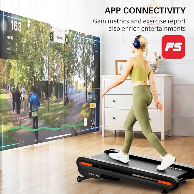 Walking Pad Treadmill with Auto Incline - 18"x43" Wide Full Deck 6 Levels 12% Incline, Portable Under Desk Treadmill for Home Gym Office, 350lbs Capacity, 3.0HP Quiet, Upright Stand Space-Saving, APP-StrideForce Fitness