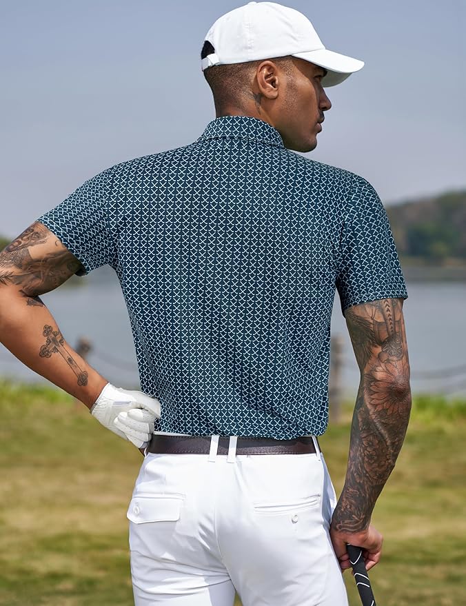 TAPULCO Mens Quick Dry Polo Shirts Camouflage Pattern Performance Athletic Lightweight Breathable Casual Golf Tshirts-StrideForce Fitness