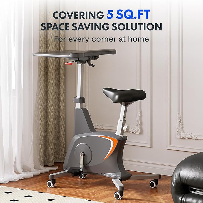 FLEXISPOT Exercise Bike with 2D Desktop, Space Saving Under Desk Bike with Removable Desk, Stationary Bikes Indoor Bikes with 300LBS Heavy Duty 8-Level Resistance Flywheel Optional LCD, V9PRO/V9MAX-StrideForce Fitness