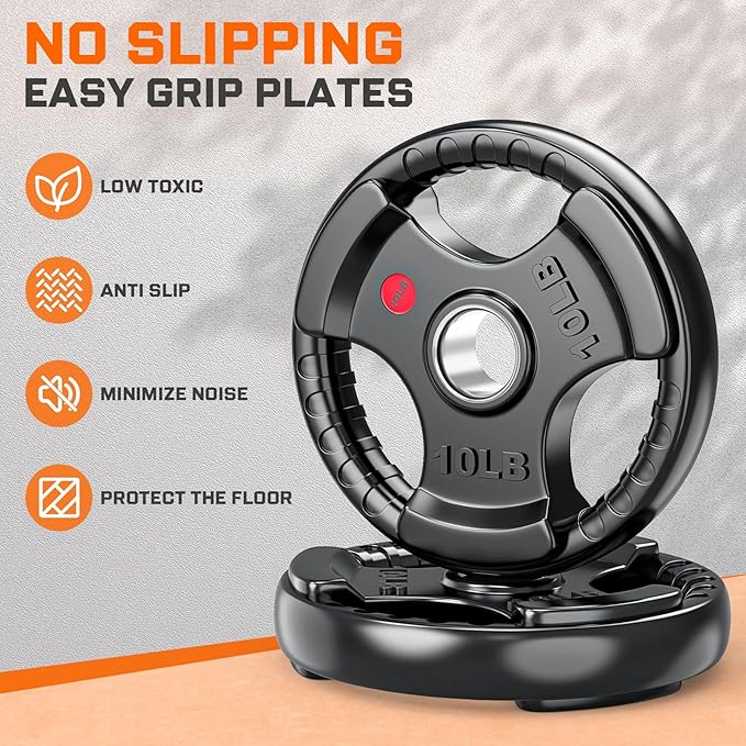 XDDIAS Rubber Weight Plates for Barbell, 2-Inch Olympic Grip Plate for Strength Training, Weightlifting and Bodybuilding in Home & Gym, Solid Cast Iron Weight Plates Pair and Sets-StrideForce Fitness