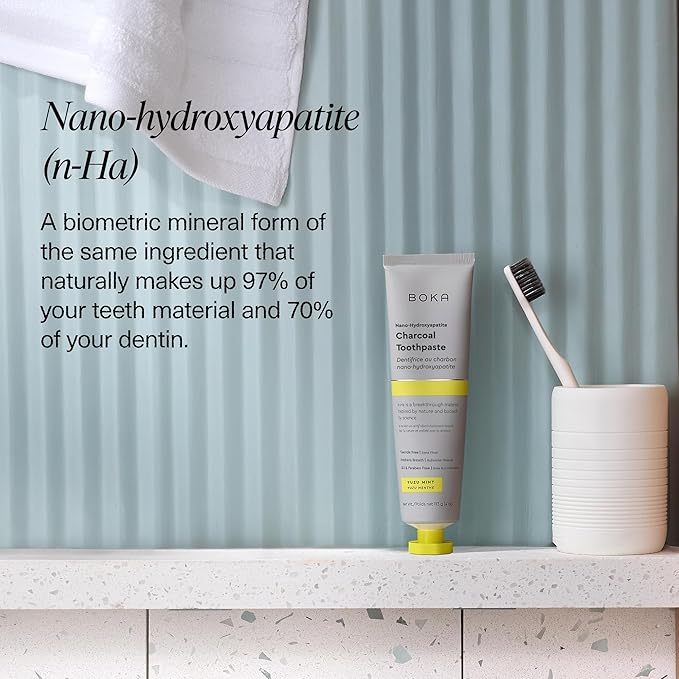 Boka Fluoride Free Toothpaste, Nano Hydroxyapatite Toothpaste, Appropriate for Sensitive Teeth - for Adult, Kids Oral Care - Charcoal Yuzu Mint Flavor, 4 Fl Oz 1Pk US Manufactured