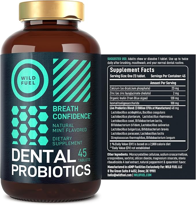 Oral Probiotics for Mouth Bad Breath - Dental Probiotics for Teeth and Gums - 3 Billion CFU Advanced Bad Breath Treatment for Mouth Health - 90 Prebiotic and Probiotic Lactobacillus Salivarius Tablets