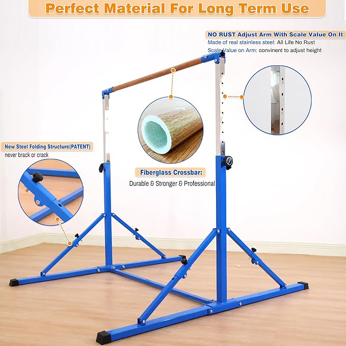 4FT/5FT Gymnastic Bar Set Gymnastics Horizontal Bar Gymnastics Kip Bar for Kids Home Use-StrideForce Fitness