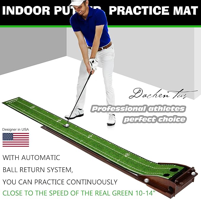 Putting Green Indoor Mat Outdoor Golf Putting Mat with Automatic Ball Return - Ideal for Home, Office, and Outdoor Use-StrideForce Fitness