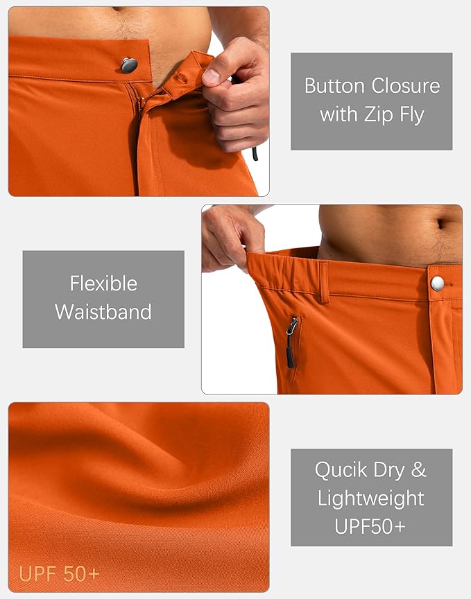 Pudolla Men's Hiking Cargo Shorts 9" Lightweight Outdoor Work Shorts for Men Travel Golf Camping Casual with 5 Zipper Pockets-StrideForce Fitness