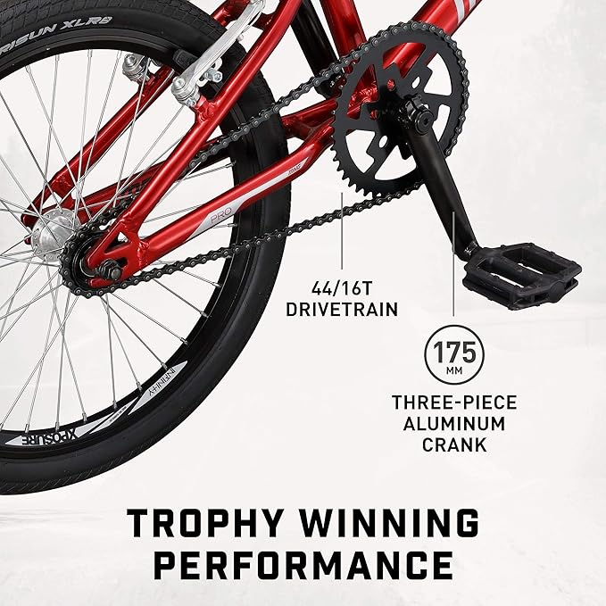 Mongoose Title Pro or Elite BMX Race Bike with 20 or 24-Inch Wheels in Red, Orange, or Black, Beginner or Returning Riders, Featuring Lightweight Tectonic T1 Aluminum Frame and Internal Cable Routing-StrideForce Fitness